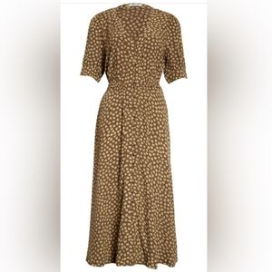 MADEWELL BUTTON CUFF MIDI DRESS IN WOODCUT FLOWERS